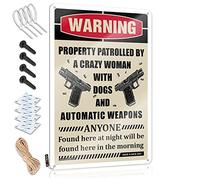Panneau en métal décoratif pour bar, avertissement, propriété patrouillée par un Crazy Bitch With Dogs and Automatic Weapons Pancarte pour homme Décoration et accessoires de bière pour homme (30 x 40