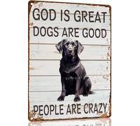 Panneau En Métal Dieu Est Grand, Les Chiens Sont Bons Plaques En Fer Mural Cadeau D'Anniversaire Signes En Métal Pour Toilettes Homme Caves Salle Bain M
