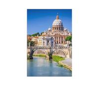 Panneau en métal en étain，Coupole de la basilique Saint-Pierre du Vatican sur le Tibre, Rome，Tin Sign Vintage Decor Cave Café Bar Chambre Maison Décoration murale nostalgique en étain(30x40cm）-AX24