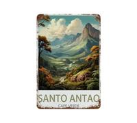 Panneau en métal en étain，Santo Antao Cap-Vert，Tin Sign Vintage Decor Cave Café Bar Chambre Maison Décoration murale nostalgique en étain(20x30cm）8x12 inch-P34