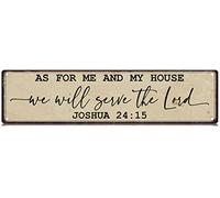 Panneau en métal fin avec inscription « As for Me and My House We Will Serve The Lord » - Décoration murale amusante pour ferme, maison, bar, garage, grotte d'homme - 40,6 x 10,2 cm