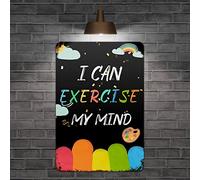 Panneau en métal « First Day of School » « I Can Exercise My Mind » - Panneau en métal « Welcome Back to School » - Décoration de salle de classe - Motif crayon - Vintage - Cadeau pour enfants - 30,5