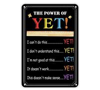 Panneau en métal « First Day of School Signs the Power of Yet » - Décoration de salle de classe - Motif crayon floral arc-en-ciel - Cadeau pour enfants - 45,7 x 30,5 cm