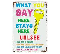 Panneau en métal « First Day of School Signs What You Say in Here Stays in Here » - Décoration de salle de classe - Motif crayon floral arc-en-ciel - Pour enfants et enseignants - 30,5 x 20,3 cm