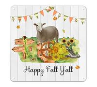 Panneau en métal « Happy Fall Y'all » en forme de citrouille fraîche, mouton, tournesol, bottes de pluie, décoration murale d'automne, cadeau de Thanksgiving, décoration d'intérieur de style