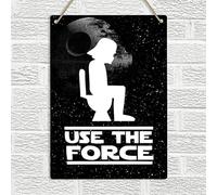 Panneau en métal humoristique avec inscription « Use The Force » pour toilettes - Résistant aux intempéries - Décoration murale - Cadeau de pendaison de crémaillère - 20,3 x 30,5 cm