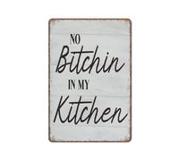 Panneau en métal humoristique « Interdit de râler dans ma cuisine », 20 x 30 cm, idéal pour décorer la cuisine, le jardin, la salle de bain, la maison de campagne ou le café. Dimensions : 20 x 30 cm.