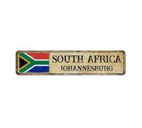 Panneau en métal Johannesburg d'Afrique du Sud - Décoration extérieure - Décoration murale de bureau - Souvenir de pays national - Décoration murale pour garage, pubs, club, terrasse - 10,2 x 45,7 cm