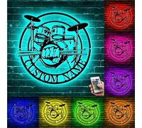 Panneau en métal LED personnalisé avec batteur lumineux pour la maison, art mural, tambour, art mural néon, panneau artistique LED, anniversaire fête des pères décoration d'intérieur cadeau pour papa