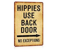 Panneau en Métal Les Hippies Utilisent La Porte Dérobée sans Exception Plaque Metal Entreprise Plaques en Fer Mural pour Salle Bain Club Homme Caves S