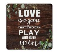Panneau en métal « Love Is A Game That Two Can Play And Both Win » - 30,5 x 30,5 cm - Décoration murale pour bureau, buanderie, terrasse, garage, décoration murale pour extérieur