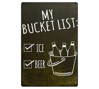 Panneau en Métal Ma Liste De Choses À Faire Avant De Mourir : Bière Glacée Plaques en Fer Mural Personnalisé Panneau Métallique pour Salle Bain Toilettes Décoration Murale S