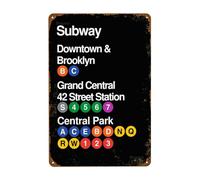 Panneau En Métal Métro De New York, Centre-Ville Et Brooklyn, Grand Central, Station 42 Street, Parc Vintage Plaques En Fer Mural Cadeau D'Anniversaire Panneau Métallique Pour salle Bain Club M