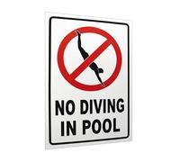 Panneau en métal « No Diving in Pool » - Cadeau pour propriétaires de piscine - 30,5 x 20,3 cm - Décoration en fer blanc pour piscines extérieures