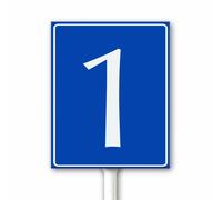 Panneau en métal numéroté 1, 12 x 15 cm, bleu, avec kit de piquet, plaque en aluminium pour cour, pelouse, parkings et espaces publics, robuste, résistant aux intempéries et à la rouille, utilisation