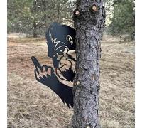 Panneau en métal Peaking a Boo Flipping off Big-foot, décoration murale en forme d'animal voyant, doigt d'honneur amusant, grand pied qui regarde, pour coin arbre, jardin, clôture, cour, patio, ferme