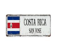 Panneau en métal personnalisé avec drapeau du Costa Rica - 15,2 x 30,5 cm - Décoration murale en aluminium - Souvenir de pays national - Plaque en étain pour arrière-cour
