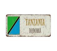Panneau en métal personnalisé Tanzanie-Dodoma - Décoration murale pour bureau, jardin, porche, pays national, souvenir de pays, affiche d'art routière, cadeau pour terrasse, 15,2 x 30,5 cm