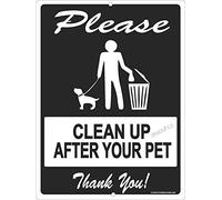 Panneau en métal « Please Clean Up After Your Pet » - Inscription « Pick Up Dog Poop Grass Lawn Thank You » - 30,5 x 40,6 cm
