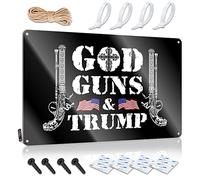 Panneau en métal pour bar Donald Trump Merchandising Cadeaux God Guns And Trump Panneau en étain Trump Plaque de bar en métal Plaque en métal Décoration de cave d'homme (30 x 40 cm)