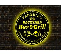Panneau En Métal Pour Bar Et Grill Avec Lumières LED, Art Mural En Métal Pour Patio D'arrière-Cour, Panneau De Bar Et De Grill, Panneau De Bar, Panneau De Grill, Panneau De Jardin, Panneau Bebarcue