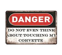 Panneau en métal pour homme - Décoration murale vintage - Cadeau parfait - Do Not Touch My Corvette - 20,3 x 30,5 cm