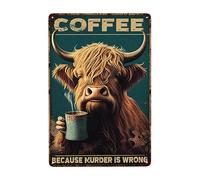 Panneau en métal rétro amusant en forme de vache - Cadeau pour les amateurs de vache - Panneau vintage en étain pour bar, cuisine, café, bar - 20,3 x 30,5 cm