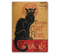 Panneau en métal rétro avec inscription en anglais « Chat Noir Aristide Bruant » - Pour bureau, café, club, bar