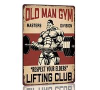 Panneau en métal rétro avec inscription « Old Man Gym Lifting Club » - Décoration murale vintage - 20,3 x 30,5 cm