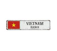 Panneau en métal rétro drapeau du Vietnam pour porte d'entrée - Souvenir de campagne nationale - Décoration de maison, garage - 10,2 x 45,7 cm