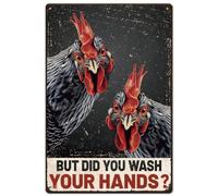 Panneau En Métal Salle De Bain Poulet Vintage Fer Rétro Drôle Mais Vous Êtes-Vous Lavé Les Mains ? Signes En Métal Style Drôle Panneaux Pour homme Caves Club M