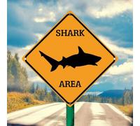 Panneau en métal Shark Area 25,4 x 25,4 cm avec inscription « Beware of Danger Animals No Rust Safety » - Jaune - Panneau d'avertissement en aluminium pour route, banlieue, zoo sauvage, parc, rue,