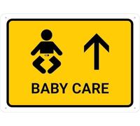 Panneau En Métal Soins Pour Bébé Avec Flèche Jaune Vers Le Haut Panneau Métallique Entreprise Plaque Metal Pour Salle Bain Toilettes Club M