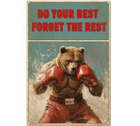 Panneau En Métal Strong Boxing Bear - Faites De Votre Mieux, Oubliez Le Meilleur Signes En Métal Entreprise Panneaux Pour Club Homme Caves Toilettes M