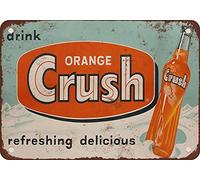 Panneau en métal style vintage « Drink Orange Crush » - Décoration murale pour garage, magasin, bar, salon - 20,3 x 30,5 cm