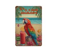Panneau en métal tendance chic avec inscription « It's Five O'Clock Somewhere » - 20,3 x 30,5 cm - Motif floral et feuilles - Pour entrée, maison, cabine, décoration d'intérieur