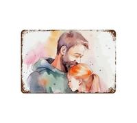 Panneau en Métal Un Père Barbu Et Sa Jeune Fille dans Une Attitude Affectueuse, Plaque Metal Cadeau d'anniversaire Panneaux pour Décoration Murale Salle Bain Homme Caves S
