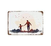 Panneau en Métal Un Père Et Son Enfant Se Tenant La Main Plaque Metal Personnalisé Panneau Métallique pour Club Décoration Murale Toilettes S