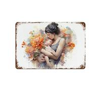 Panneau En Métal Une Mère Berçant Son Bébé Endormi Plaques En Fer Mural Style Drôle Plaque Metal Pour Salle Bain Toilettes Homme Caves M