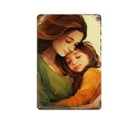 Panneau en Métal Une Mère Et Sa Fille dans Un Câlin Serein Plaque Metal Entreprise Panneau Métallique pour Décoration Murale Toilettes Club S