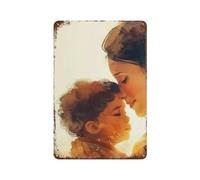 Panneau en Métal Une Mère Et Son Enfant dans Un Câlin Tendre Panneau Métallique Style Drôle Signes en Métal pour Homme Caves Décoration Murale Toilettes S