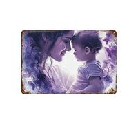 Panneau en Métal Une Mère Et Son Enfant Partageant Un Moment Affectueux Panneaux Style Drôle Signes en Métal pour Homme Caves Toilettes Décoration Murale S