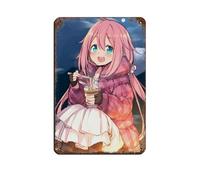 Panneau en métal vintage avec 6 affiches de dessin animé japonais Laid-Back Camp - Décoration murale rétro - 20 x 30 cm