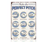 Panneau en métal vintage avec inscription « Baseball Perfect Pitch » - Cadeau pour chambre de garçon - 20,3 x 30,5 cm