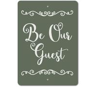 Panneau en métal vintage avec inscription « Be Our Guest » - Décoration de salle à manger - 20,3 x 30,5 cm