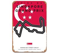 Panneau en métal vintage avec inscription « Grand Prix Circuit F1 » de Singapour - Cadeau d'anniversaire pour les fans de Formule 1 - Cadeau pour les fans de Formule 1 - Pour homme, garages, salles de