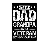 Panneau en métal vintage avec inscription « I'M A Dad Grandpa And A Veteran Nothing Scares Me » « I'M A Dad Grandpa And A Veteran Nothing Scares Me » - 20,3 x 30,5 cm
