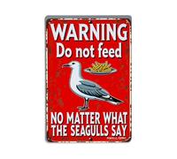 Panneau en métal vintage avec inscription « Warning Do Not Feed Seagulls Say » - Décoration murale pour bar, maison, cave, cuisine, buanderie - 20,3 x 30,5 cm
