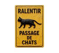 Panneau en métal vintage avec silhouette de chat Slow Down Cat Passage pour maison, bar, jardin, intérieur et extérieur, affiche en métal rétro, 20,3 x 30,5 cm