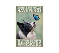 Panneau en métal vintage Border Collie avec papillon 20,3 x 30,5 cm - Panneau de rêve pour les amoureux des animaux de compagnie, décoration sur le thème des chiens pour la maison ou le bureau